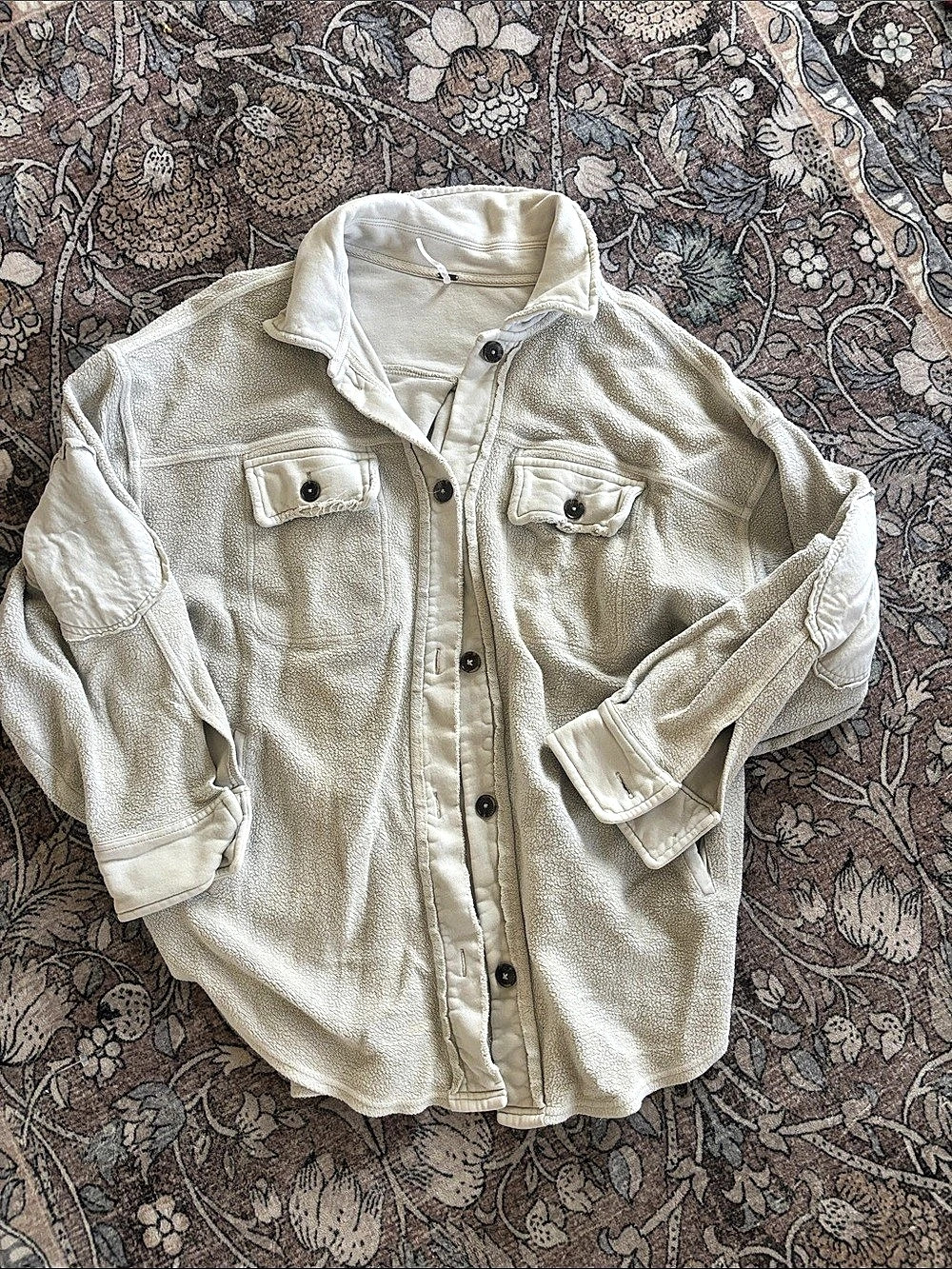Free People Ruby Fleece Jacket Cream - small